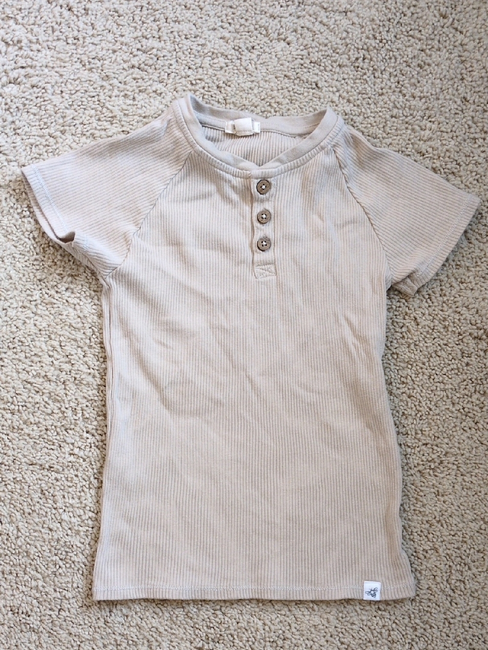 Burts Bees Beige Ribbed Henley Tee - Kids